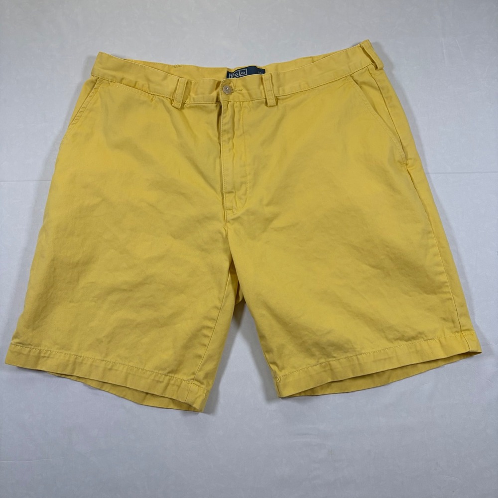 Polo Ralph Lauren Mens Classic Polo Chino Shorts Yellow Cotton Twill Size 38